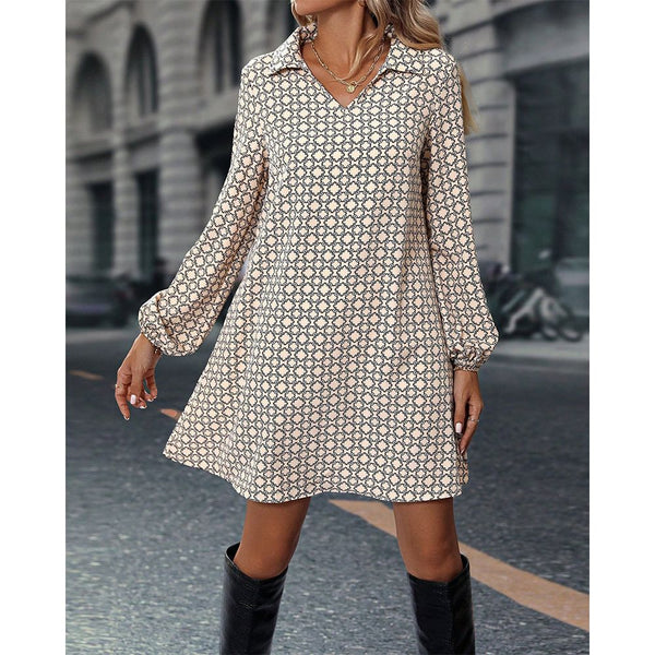 A-lijn Jurk - Casual - Polyestervezel en Elastaan - Ideaal voor Lente en Herfst - BEIGE / S - Casual Dresses