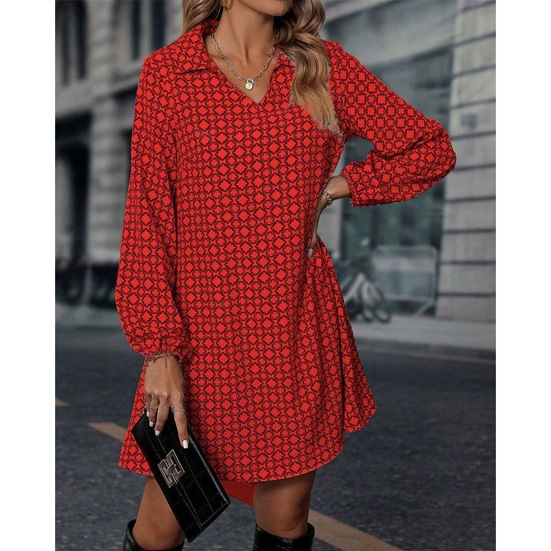 A-lijn Jurk - Casual - Polyestervezel en Elastaan - Ideaal voor Lente en Herfst - ROOD / S - Casual Dresses