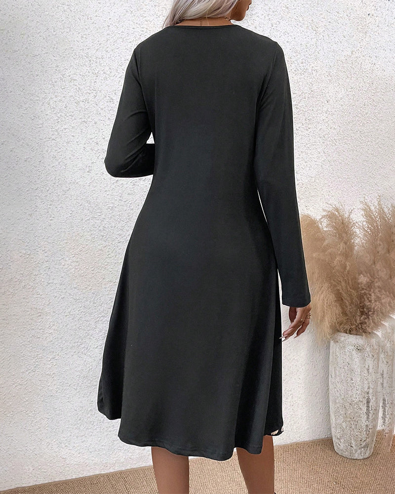 A-lijn Jurk - Chic - Katoenmix Kleurblok - Perfect voor Lente Herfst Winter - Dresses