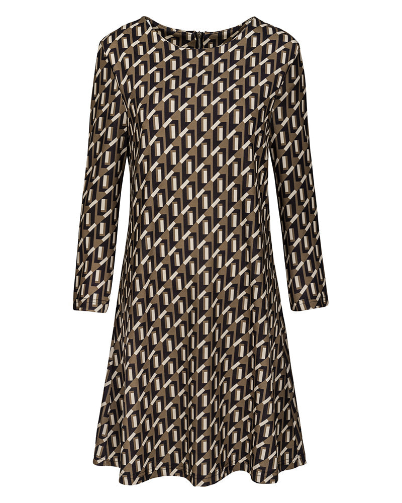 A-lijn Jurk - Eenvoudig Chic - Bedrukt Katoenmix - Perfect voor Lente Herfst en Winter - Dresses