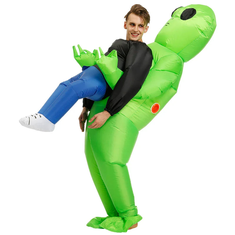 Alien Kostuum (Kids & Adults) - Groen / 150CM -200CM