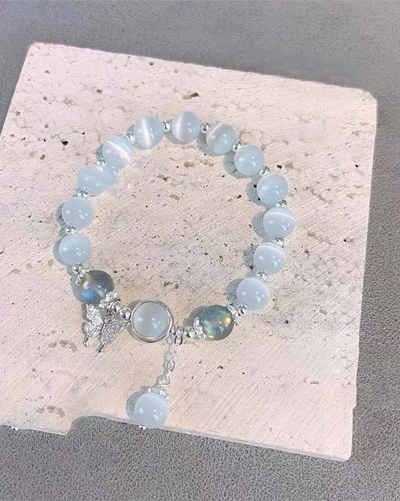 Armband - Positieve Energie Vlinder - Kattenoog en Chrysoberyl - Perfect voor Spirituele Groei - Blauw / vlinder