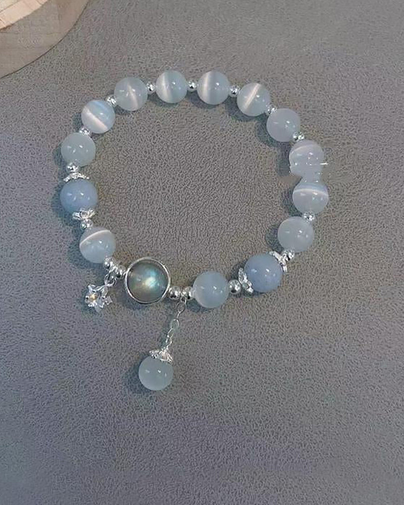 Armband - Positieve Energie Vlinder - Kattenoog en Chrysoberyl - Perfect voor Spirituele Groei - Blauw / ster