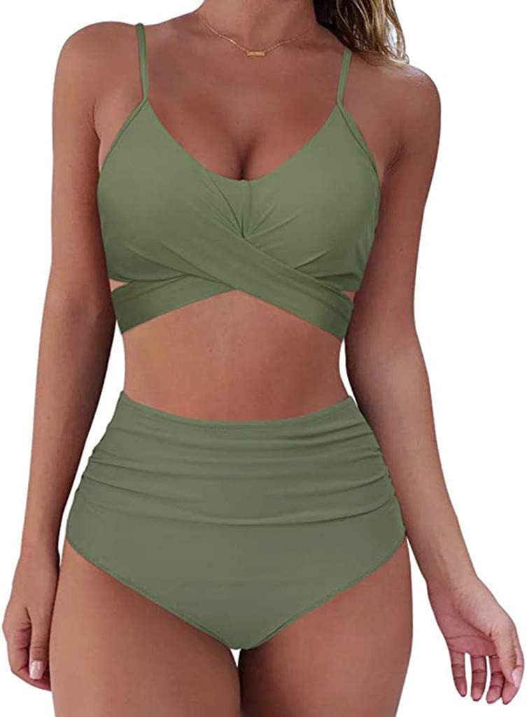 Belle High Waisted Bikini - Vrolijk - Comfortabel High Waist - Perfect voor de Zomer - Groen / S - Dames High Waisted