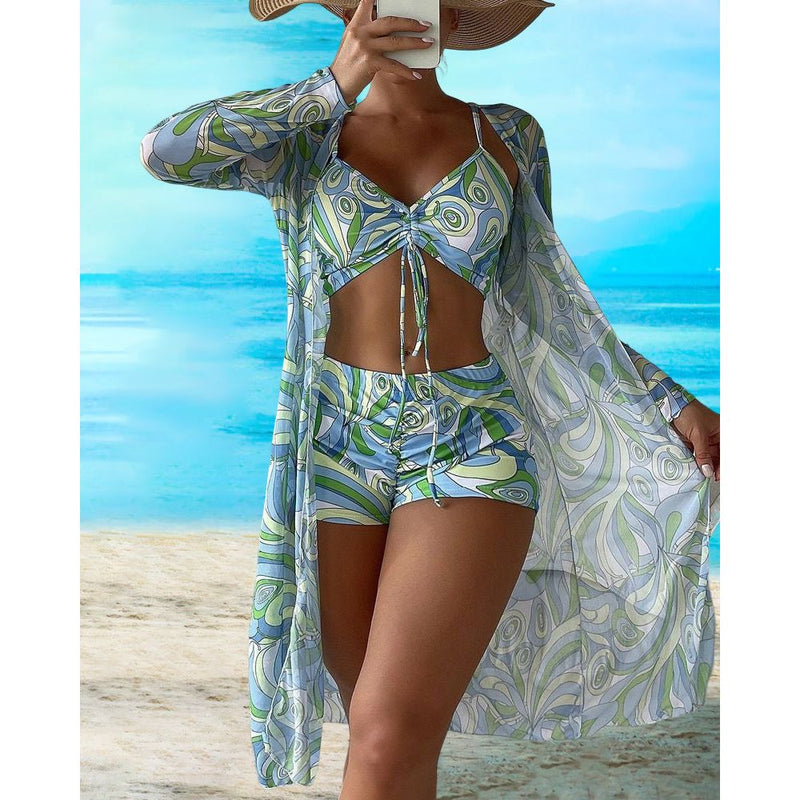 Bikini Set - Vakantie Collectie - Print U-hals Mouwloos - Perfect voor Zomer - Bikinis & Swimwear