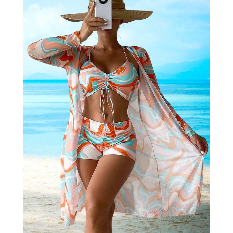 Bikini Set - Vakantie Collectie - Print U-hals Mouwloos - Perfect voor Zomer - Bikinis & Swimwear