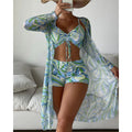 Bikini Set - Vakantie Collectie - Print U-hals Mouwloos - Perfect voor Zomer - Groen / S - Bikinis & Swimwear