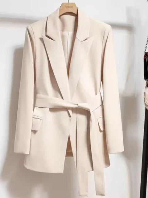 Blazer Dames - Klassiek - Beige Tailleband Praktische Zakken - Perfect voor Formele Gelegenheden - Ivoor / S - Dames