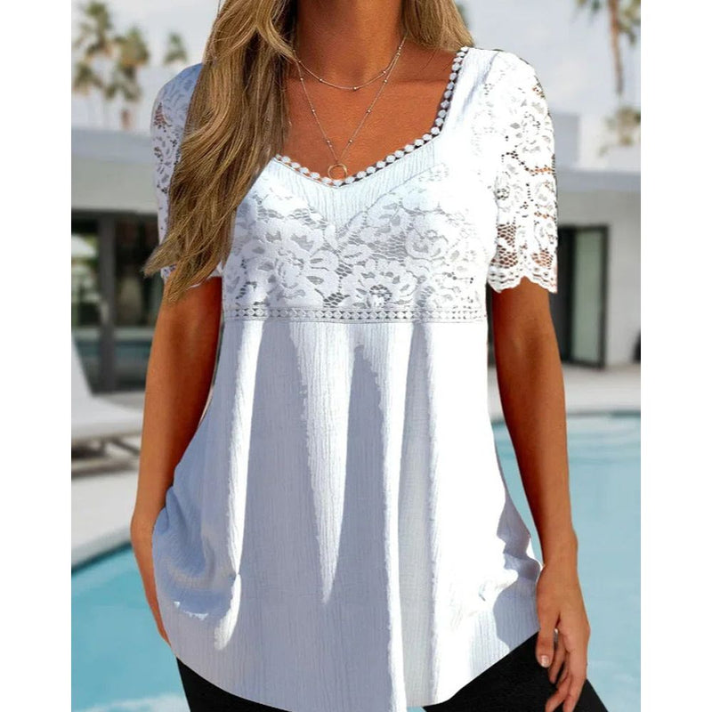 Blouse - Casual - Effen kleur Elastaan Polyestervezel Kant - Perfect voor de Zomer - Casual Blouses