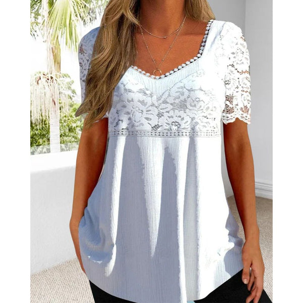 Blouse - Casual - Effen kleur Elastaan Polyestervezel Kant - Perfect voor de Zomer - Casual Blouses