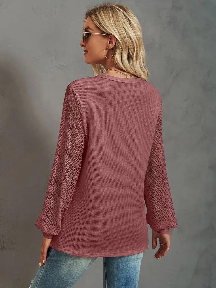 Blouse - Casual - Kantdetails Ademend Materiaal - Perfect voor Elke Gelegenheid - Dames Blouses