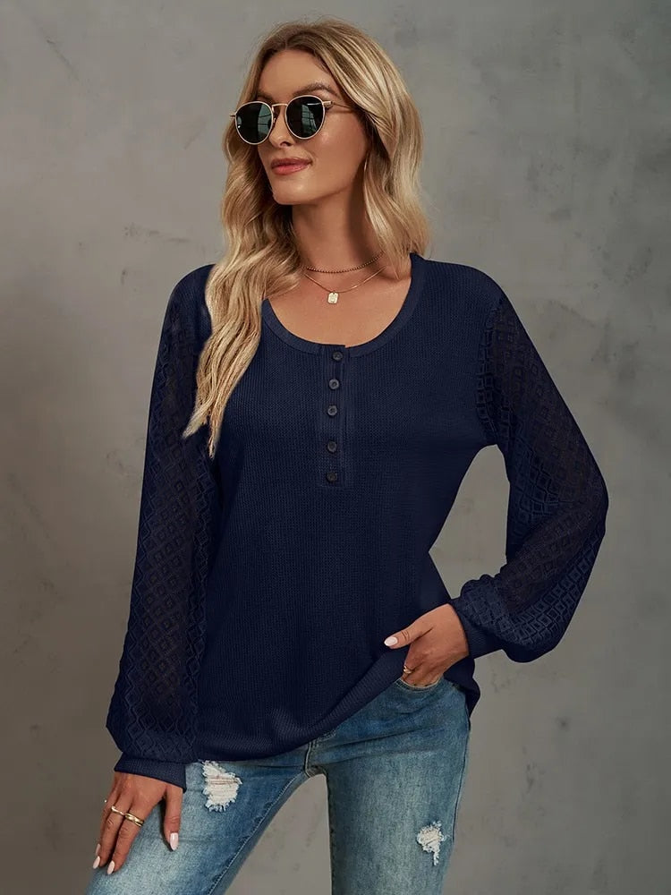 Blouse - Casual - Kantdetails Ademend Materiaal - Perfect voor Elke Gelegenheid - Dames Blouses