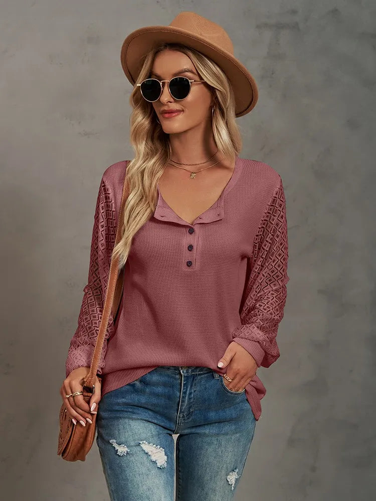 Blouse - Casual - Kantdetails Ademend Materiaal - Perfect voor Elke Gelegenheid - Dames Blouses