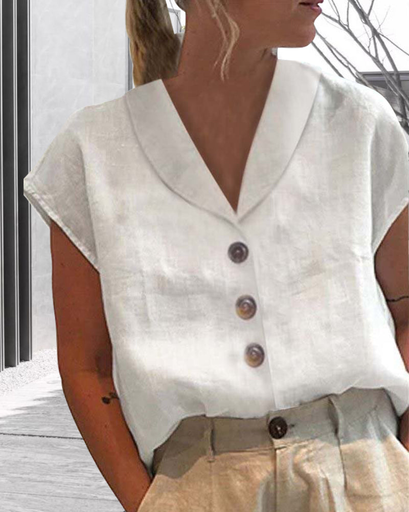 Blouse - Dagelijks - Katoen en Linnen - Perfect voor Zomergebruik - Women’s Blouses