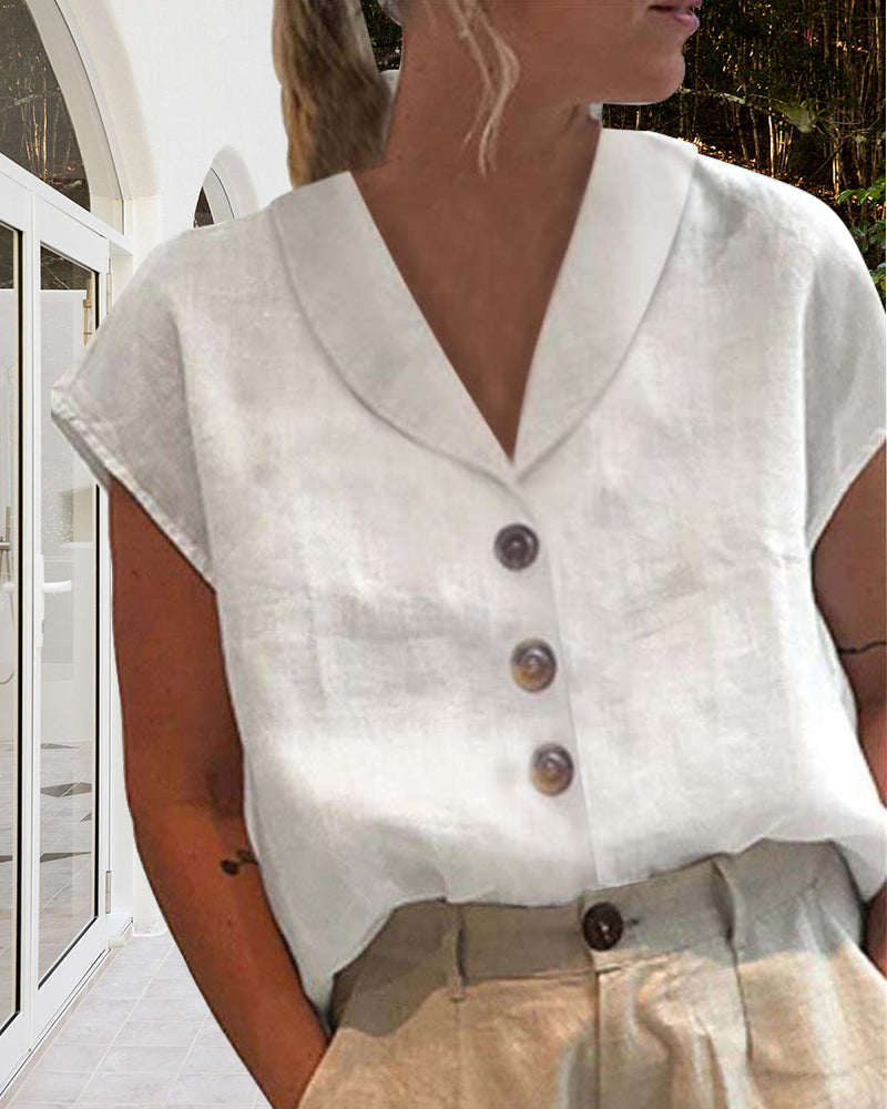 Blouse - Dagelijks - Katoen en Linnen - Perfect voor Zomergebruik - Women’s Blouses