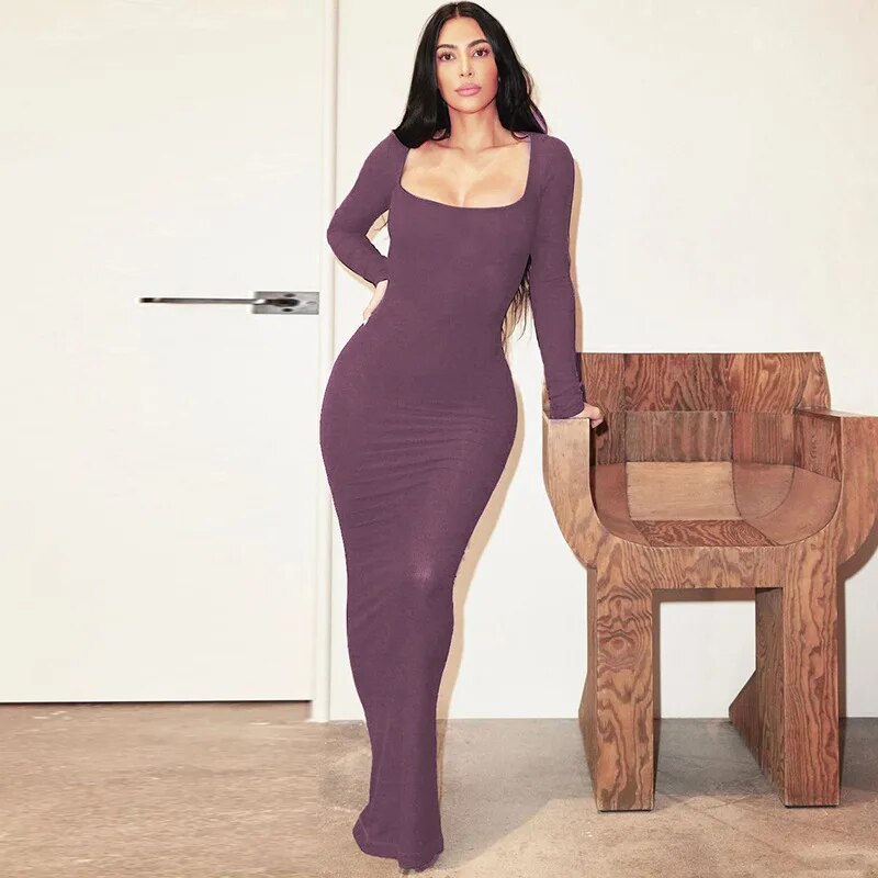 Bodycon Jurk - Tolina - Spandex - Paars Zwart Grijs Kaki - Geschikt voor Verschillende Seizoenen - Paars / S - Dresses