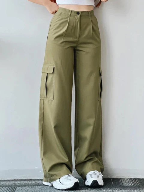 Cargo Broek - Casual - Effen - Met Zakken en Elastische Taille - Alle Seizoenen - Lichtgroen / S - Men’s Casual Cargo