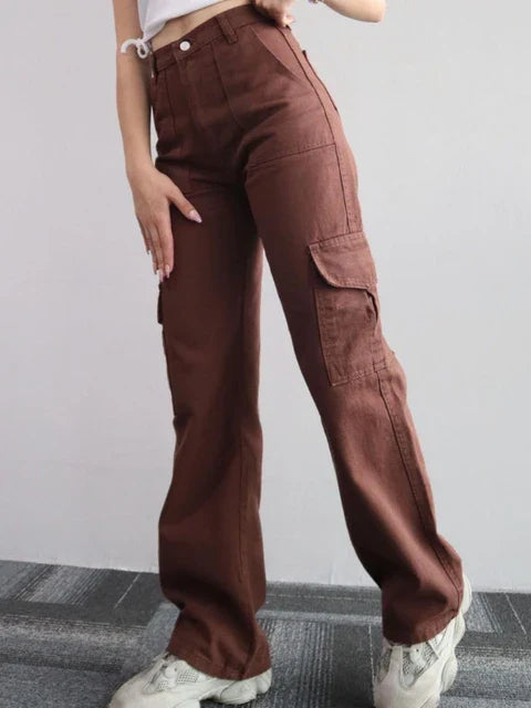 Cargo Broek - Casual - Effen - Met Zakken en Elastische Taille - Alle Seizoenen - Coffee / S - Men’s Casual Cargo Pants