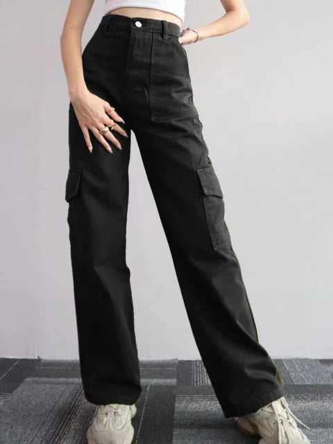 Cargo Broek - Casual - Effen - Met Zakken en Elastische Taille - Alle Seizoenen - Zwart / S - Men’s Casual Cargo Pants