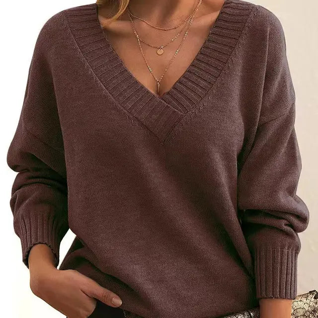 Cashmere Trui - V-hals - Paarse Luxe - Perfect voor Herfst en Winter - Koffie / S - Dames Kleding > Truien