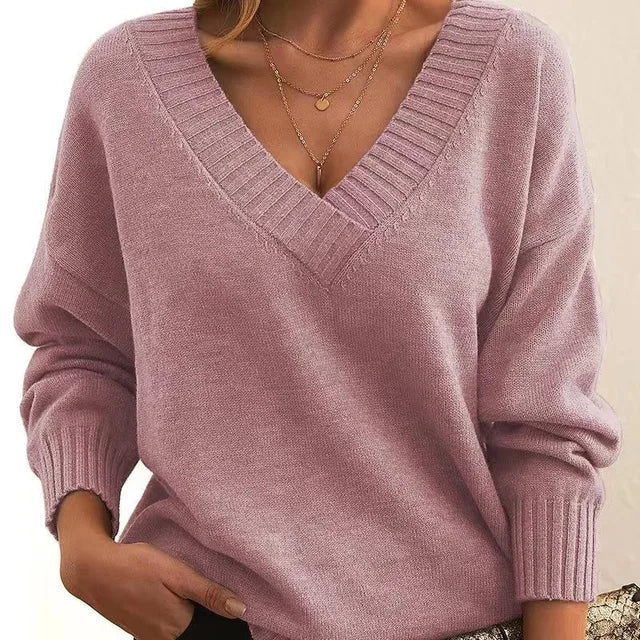 Cashmere Trui - V-hals - Paarse Luxe - Perfect voor Herfst en Winter - Roze / S - Dames Kleding > Truien