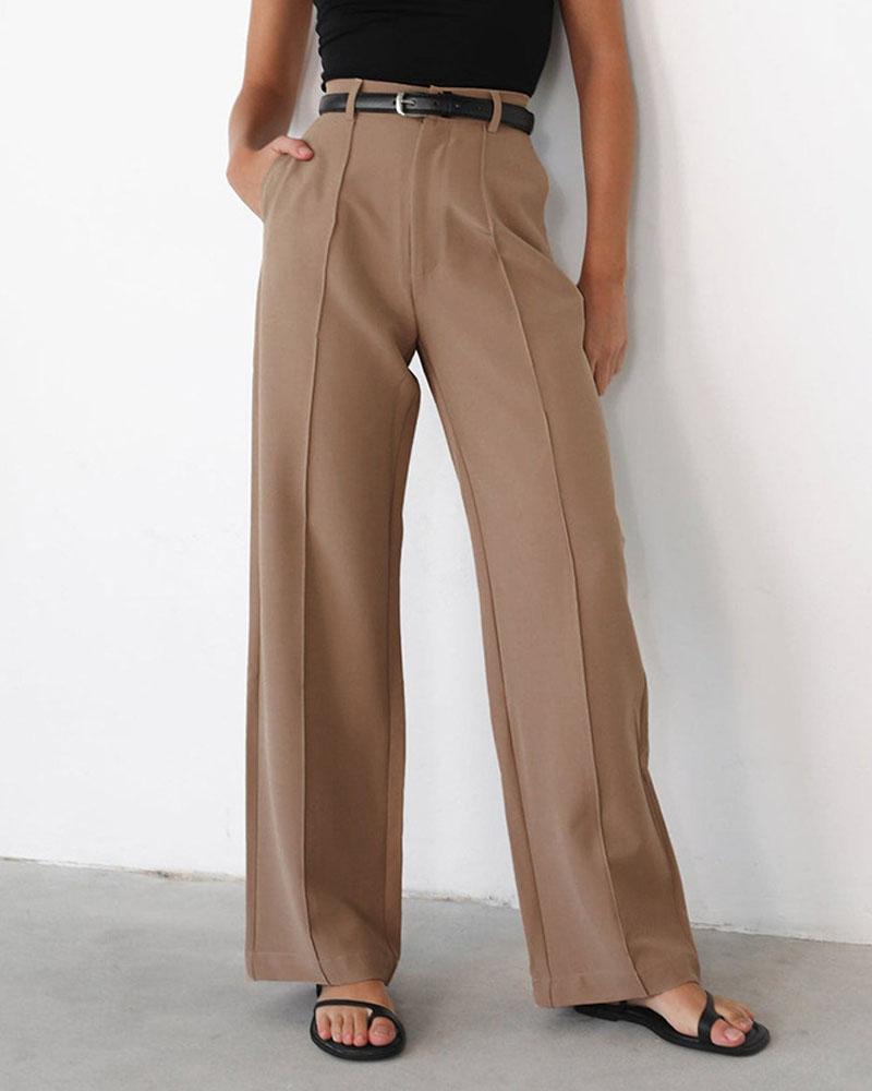 Casual Broek - Modieus en Informeel - 100% Polyester - Ideaal voor Winter Lente en Herfst - Khaki / S - Casual Pants