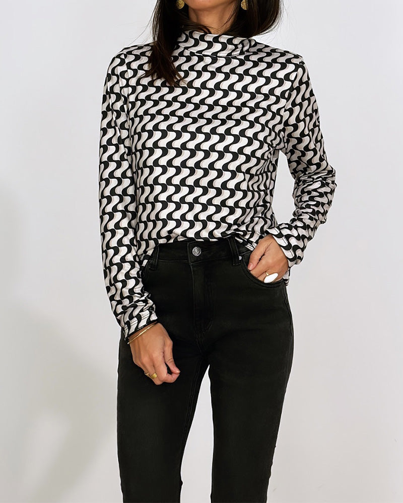 Chic Top - Bedrukt - Katoenmix - Perfect voor Herfst en Winter - Tops