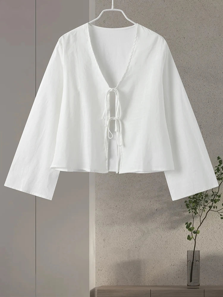 Clara Blouse - Pofmouw - Zacht Groen en Wit - Perfect voor Kantoor en Casual Uitjes - Wit / XS - Damesblouses