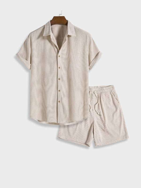 Corduroy Set - Casual en Sportief - Lichtgewicht Katoen - Perfect voor Zomerse Dagen - Beige / S - Women’s Casual Sets