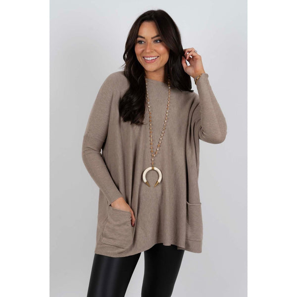 Dames Oversized Trui - Casual Chic - Viscose Mix - Perfect voor Herfst en Winter - Khaki / S - Damesmode > Truien