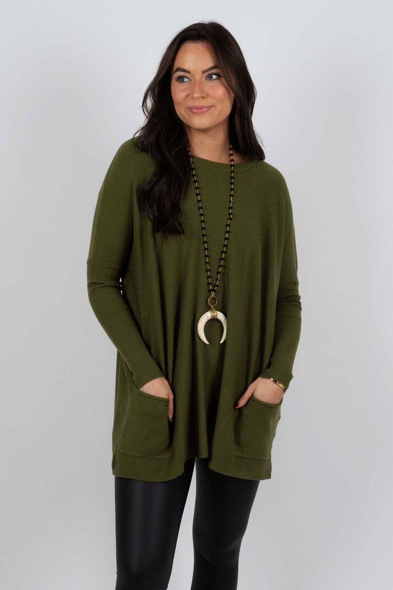 Dames Oversized Trui - Casual Chic - Viscose Mix - Perfect voor Herfst en Winter - Legergroen / S - Damesmode > Truien