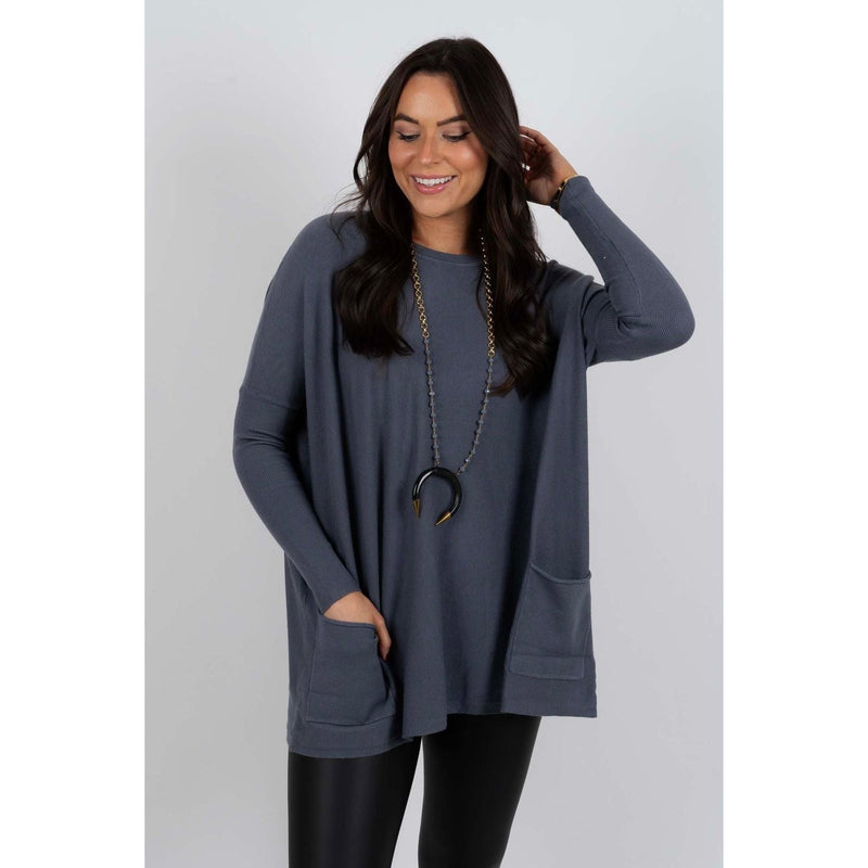 Dames Oversized Trui - Casual Chic - Viscose Mix - Perfect voor Herfst en Winter - Vintage blauw / S - Damesmode >