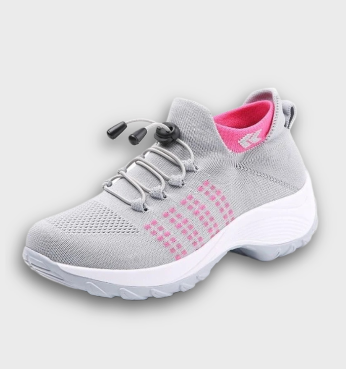 Dames Sneakers - Donna Collectie - Zacht Materiaal - Geschikt voor Elke Gelegenheid - Grijs/Roze / 36 - Dames Sneakers