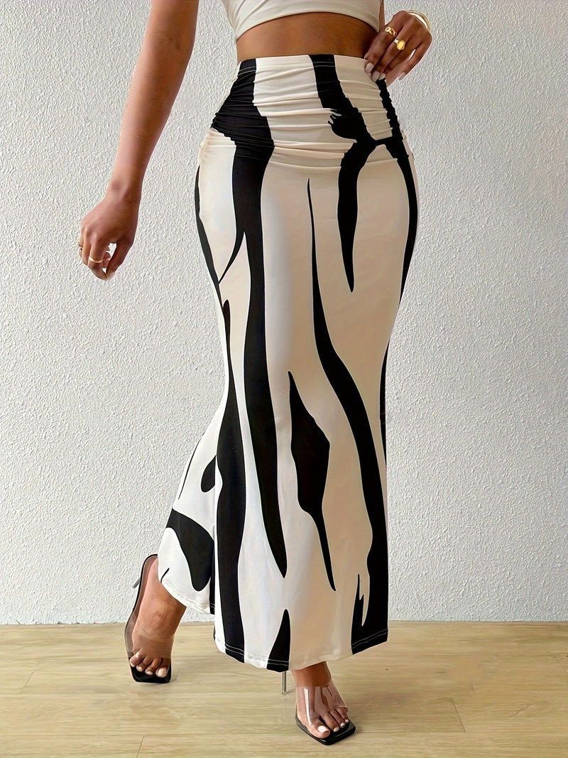 Fit & Flare Rok - Abstracte Print - Lichtgewicht Ademend - Perfect voor Lente en Zomer - S / Zwart - Dresses