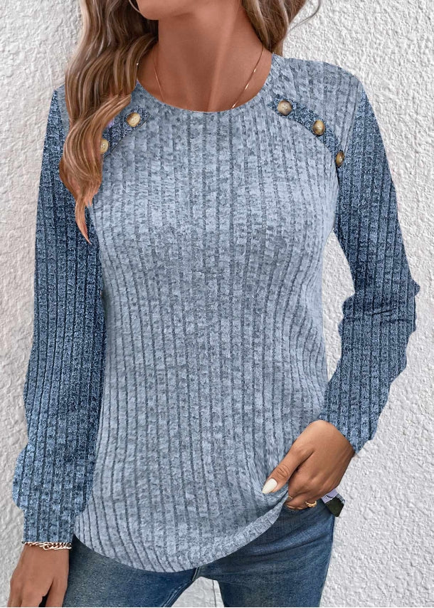 Gebreide Top - Chic Vintage - Acryl Spandex Polyester - Perfect voor Herfst en Winter - Blauw / S - Tops