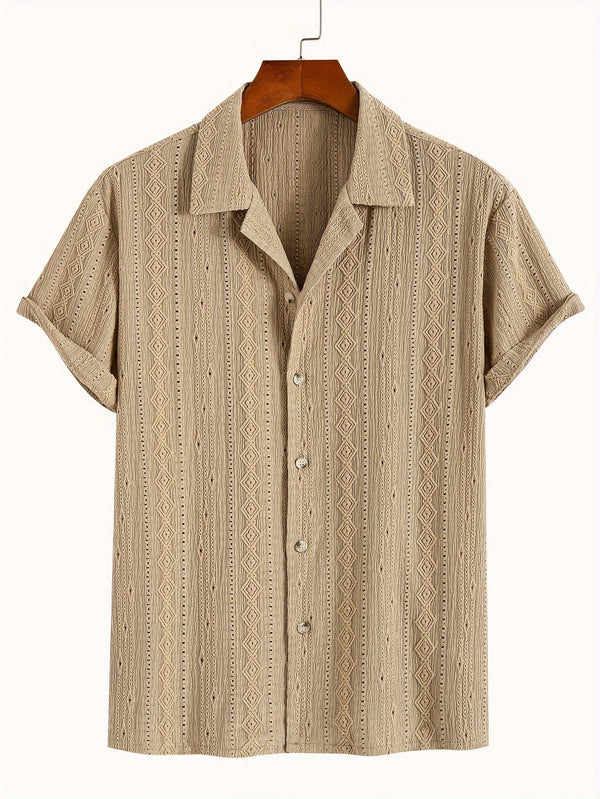 Hemd - Casual - Effen Kleur - 100% Katoen - Ideaal voor de Zomer - Khaki / S - Heren Kleding > Hemden > Casual Hemden