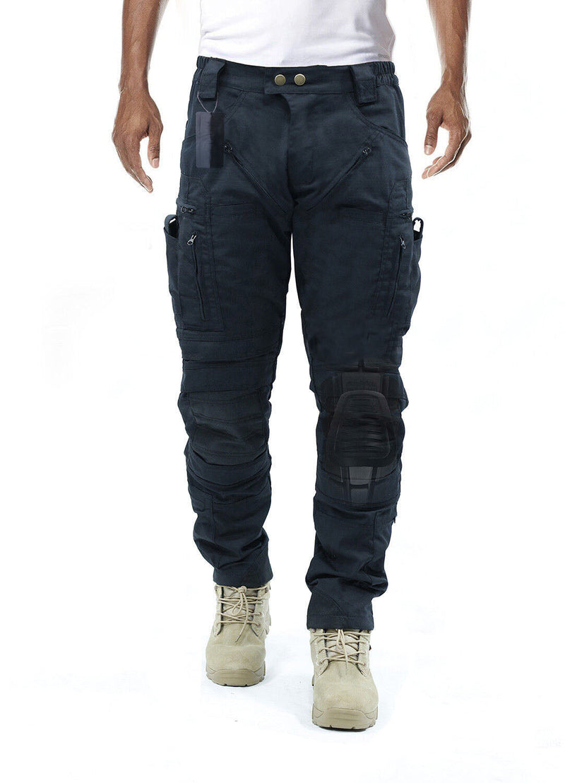 Heren Cargo Broek - Praktische Kniebescherming - Met Extra Vakken - Voor een Functionele en Comfortabele Look - Zwart