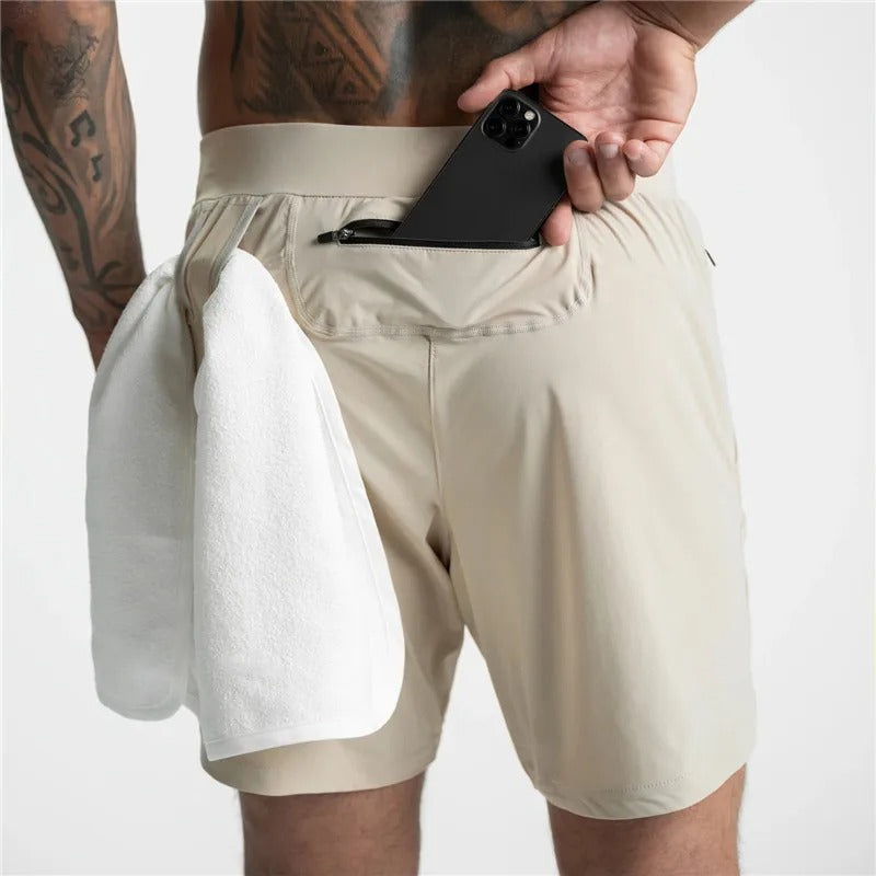 Heren Sport Shorts - Sportief - Ademend en Comfortabel - Ideaal voor de Zomer - Licht bruin / 46 - Men’s Sports Shorts