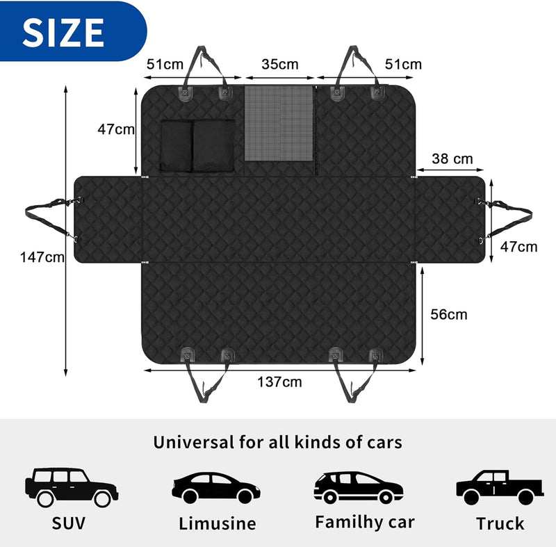 Hondendeken voor de achterbank 4-in-1 autodeken voor honden met zijbescherming en kijkvenster waterdicht antislip