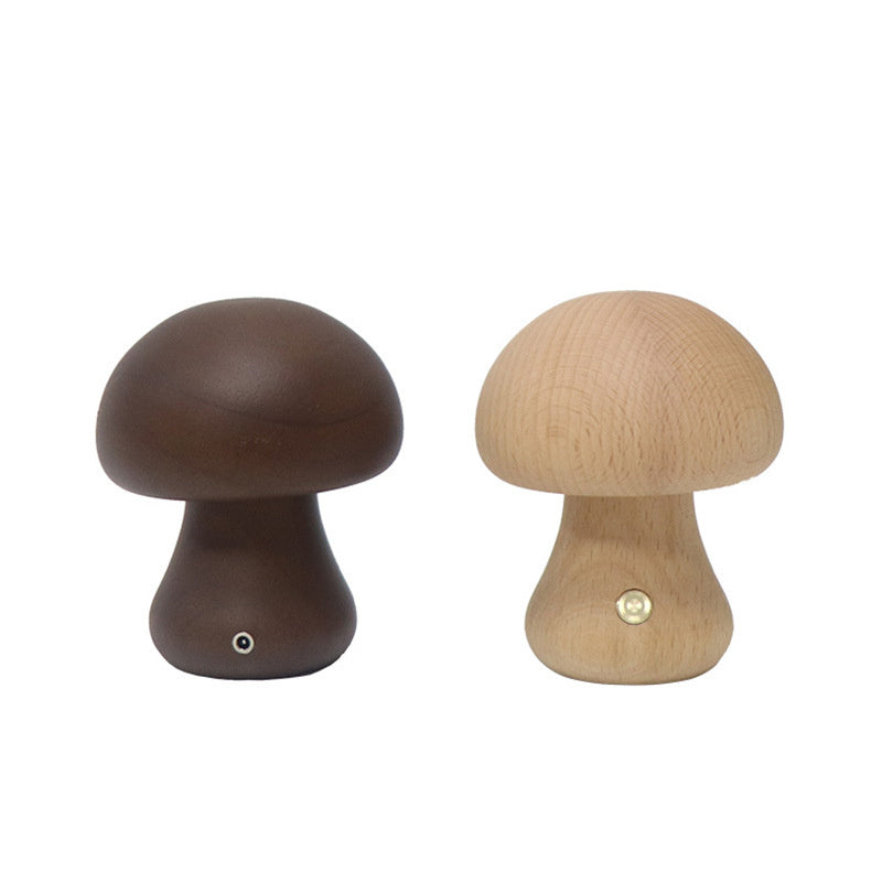 Houten Vintage Paddenstoel Tafellamp - Wooden Vintage Mushroom Table Lamp