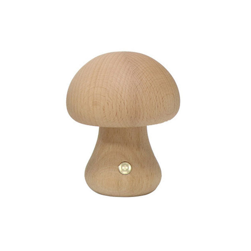 Houten Vintage Paddenstoel Tafellamp - Wooden Vintage Mushroom Table Lamp