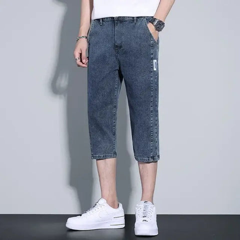 James | Washed Denim Rechte Pijp Heren Driekwart Broek