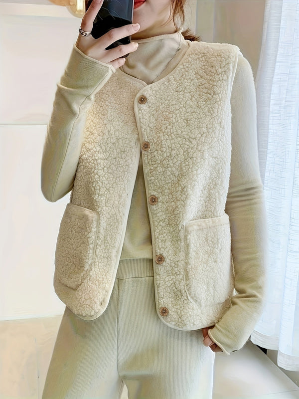 Jas - Casual - Effen kleur Polyester Knoopdetails - Ideaal voor Herfst/Winter - Beige / S - Jassen