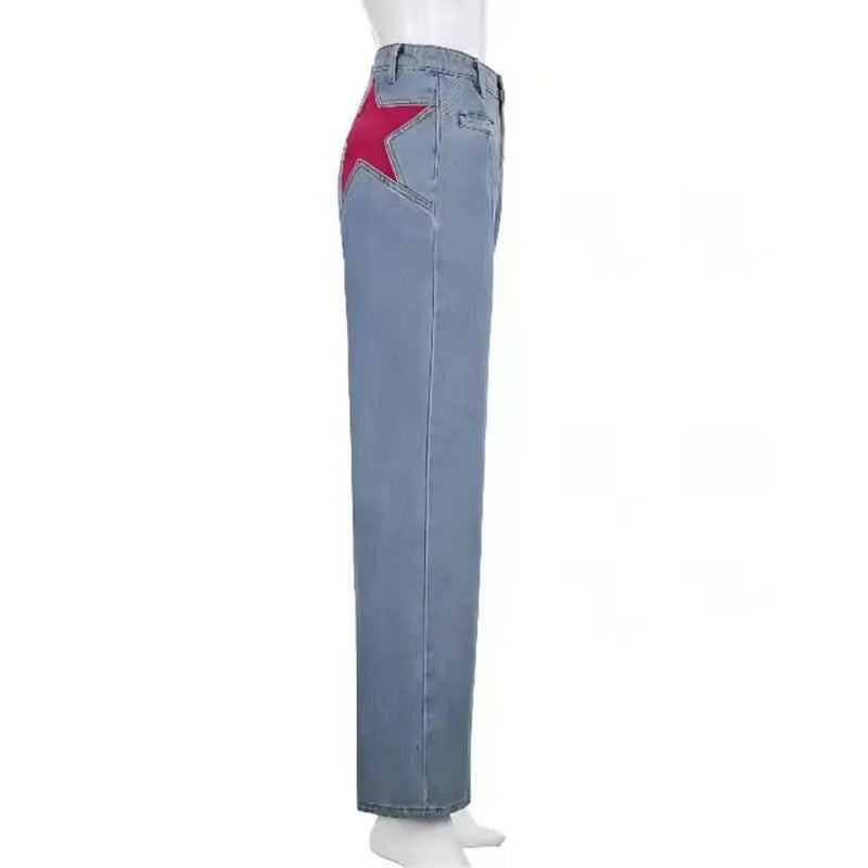 Jeans - Stella - Met Ster Patchwork Accent - Perfect voor Modebewuste Lente - Women’s Jeans