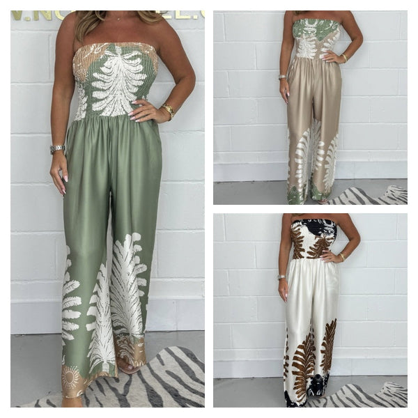 Jumpsuit Dames - Sexy Zomerprint - Kaki Abrikoos Groen - Ideaal voor Zomerse Uitjes - Dames Jumpsuits