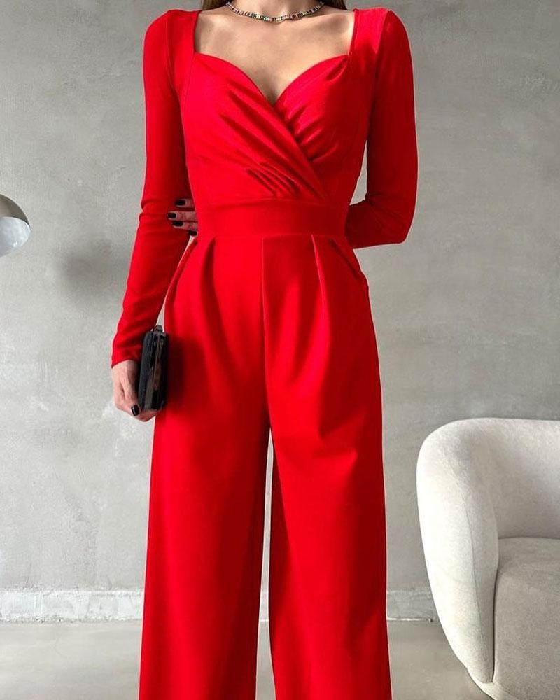 Jumpsuit - Effen Kleur - 100% Polyester - Ideaal voor Winter Herfst Lente - Dames Jumpsuits