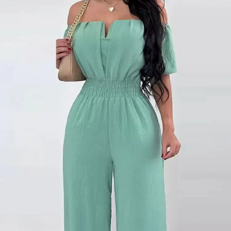 Jumpsuit - Elegante - Off Shoulder Elastische Taille - Perfect voor Avond Uit - Lichtgroen / S - Dames Jumpsuits