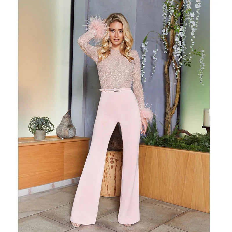 Jumpsuit - Filia Stijl - Slim Fit Luxe Elegantie - Perfect voor Feestelijke Gelegenheden - Roze / S - Women’s