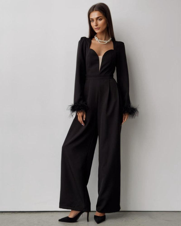 Jumpsuit - Modieus en Casual - 100% Polyester - Ideaal voor Winter Herfst Lente - Zwart / S - Jumpsuits