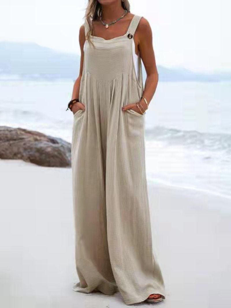 Jumpsuit - Ruimvallend - Linnen - Casual Elegant voor Warme Dagen - Beige / S - Jumpsuits